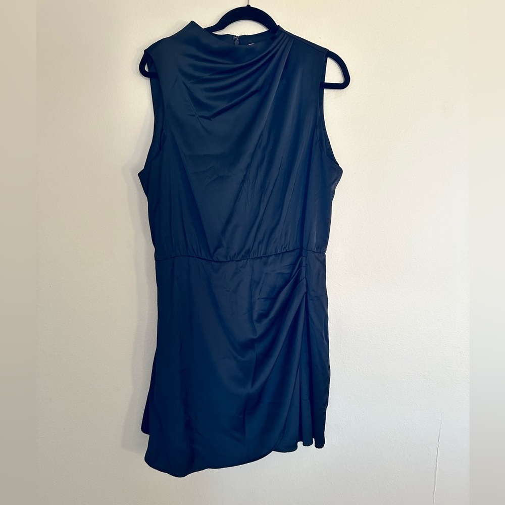 Abercrombie Satin Draped High-Neck Mini Dress
